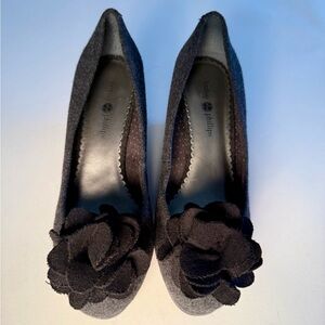 Lindsay Phillips Kristen Grey Flannel Platform Wedge Shoe